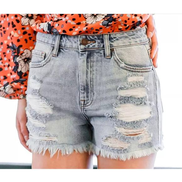 Hidden Shorts Womens Size S Finn High Rise Denim Light Wash Distressed High Rise - Picture 1 of 13